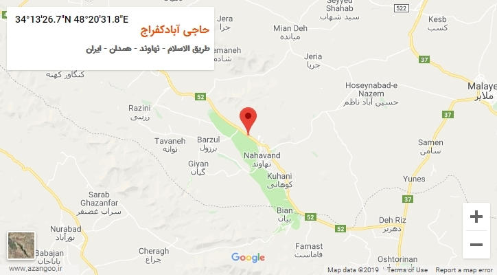 روستای حاجی آبادکفراج بر روی نقشه