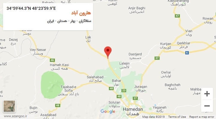 روستای هارون آباد بر روی نقشه