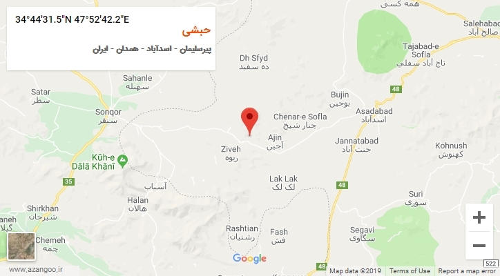 روستای حبشی بر روی نقشه