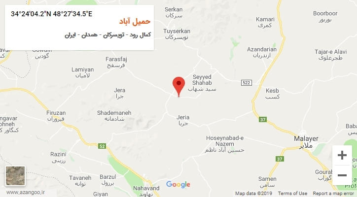 روستای حمیل آباد بر روی نقشه