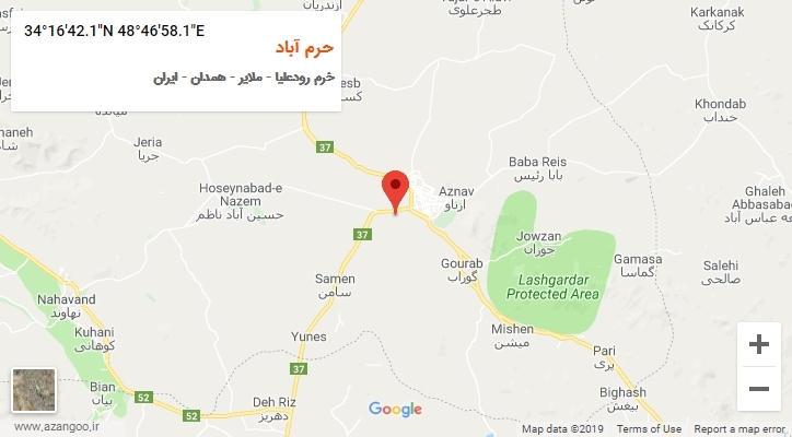 روستای حرم آباد بر روی نقشه
