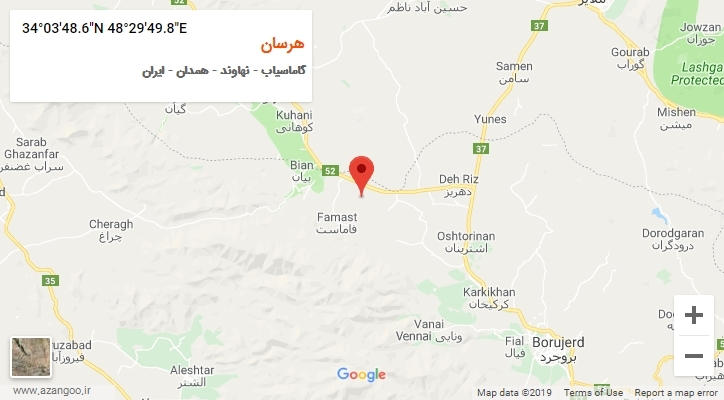 روستای هرسان بر روی نقشه