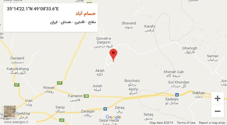 روستای حسام آباد بر روی نقشه