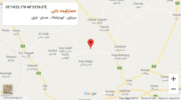 روستای حصارقوجه باغی بر روی نقشه