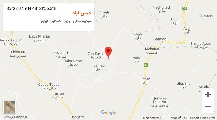 روستای حسن آباد بر روی نقشه