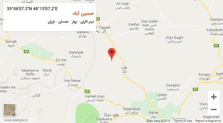 روستای حسین آباد بر روی نقشه