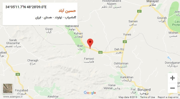 روستای حسین آباد بر روی نقشه