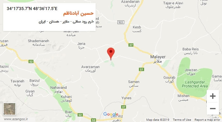 روستای حسین آبادناظم بر روی نقشه