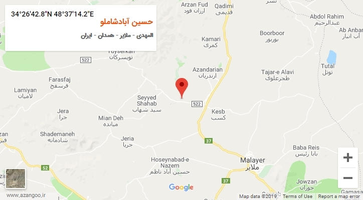 روستای حسین آبادشاملو بر روی نقشه