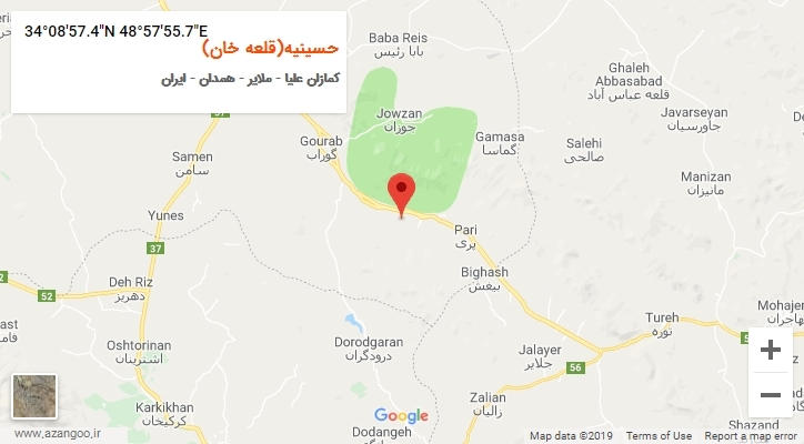 روستای حسینیه(قلعه خان) بر روی نقشه