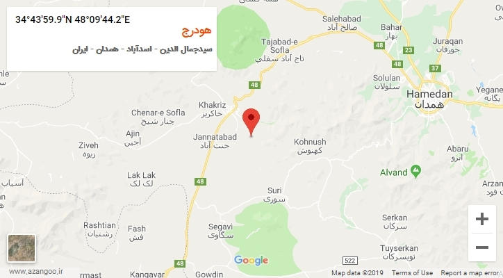 روستای هودرج بر روی نقشه