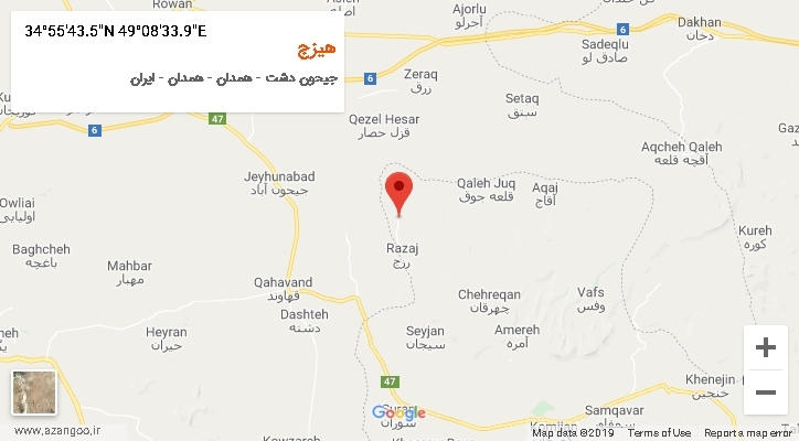 روستای هیزج بر روی نقشه