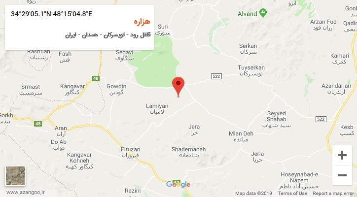 روستای هزاره بر روی نقشه