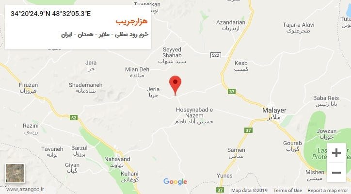 روستای هزارجریب بر روی نقشه