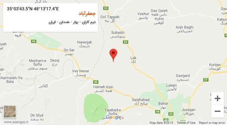 روستای جعفرآباد بر روی نقشه
