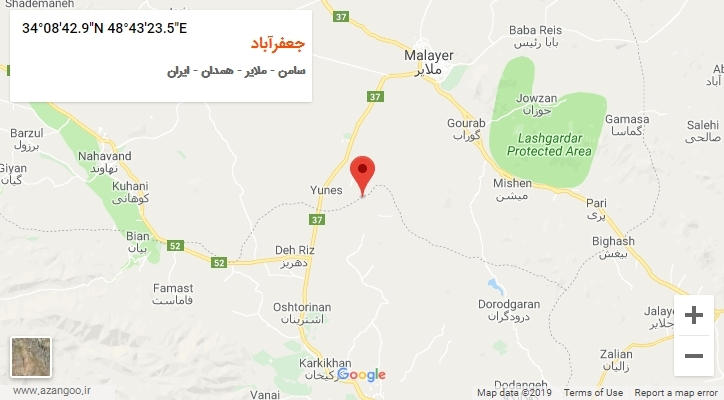 روستای جعفرآباد بر روی نقشه