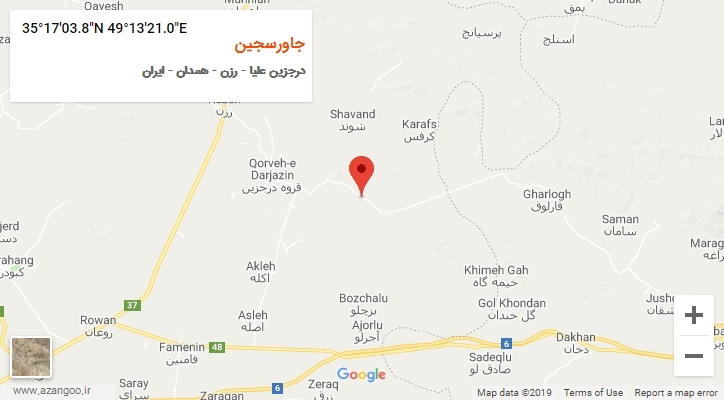 روستای جاورسجین بر روی نقشه