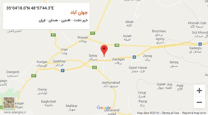 روستای جهان آباد بر روی نقشه