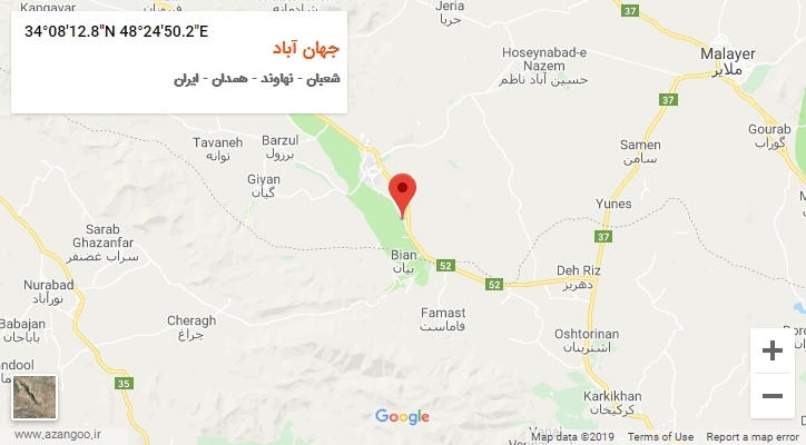 روستای جهان آباد بر روی نقشه