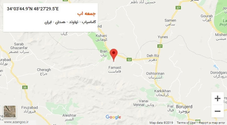 روستای جمعه اب بر روی نقشه