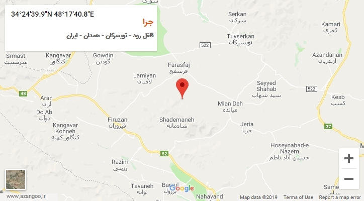 روستای جرا بر روی نقشه