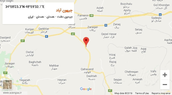 روستای جیهون آباد بر روی نقشه