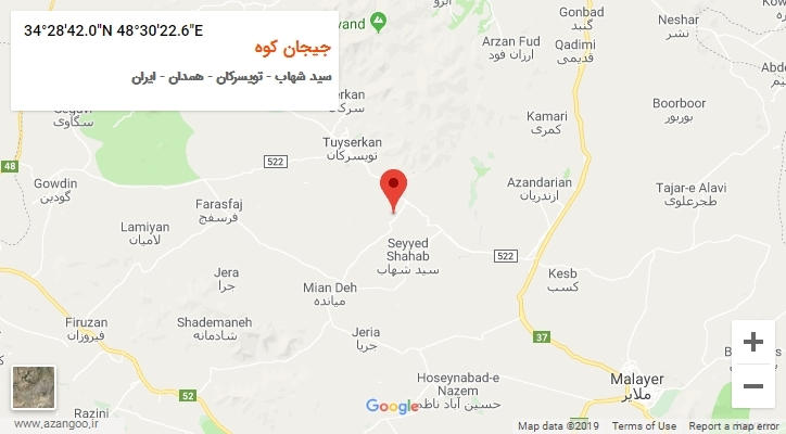روستای جیجان کوه بر روی نقشه
