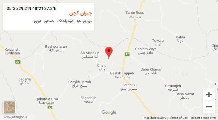 روستای جیران گچن بر روی نقشه