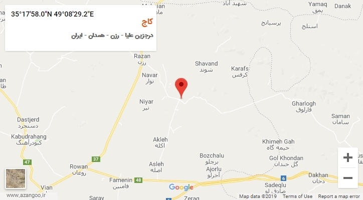 روستای کاج بر روی نقشه