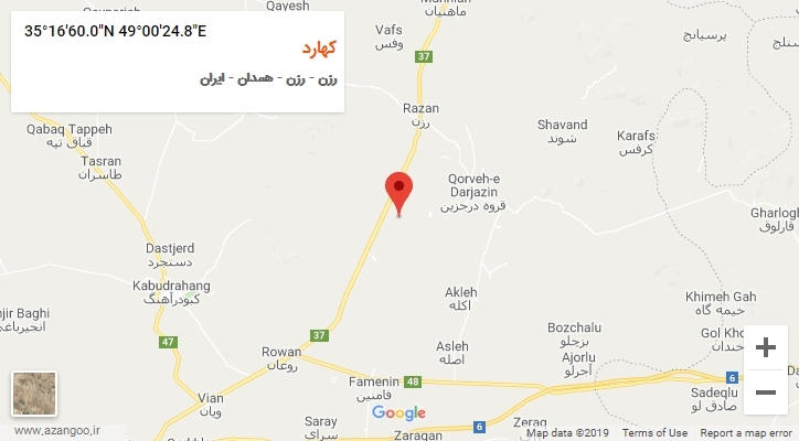 روستای کهارد بر روی نقشه