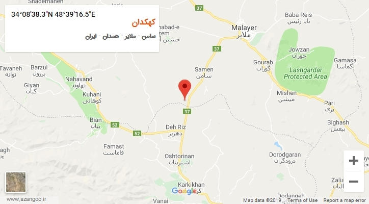 روستای کهکدان بر روی نقشه