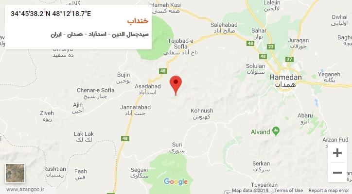 روستای خنداب بر روی نقشه