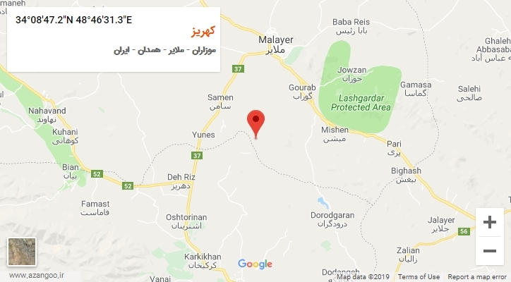 روستای کهریز بر روی نقشه