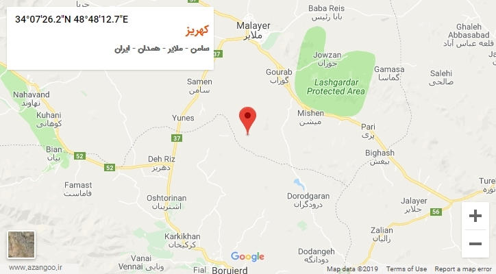 روستای کهریز بر روی نقشه