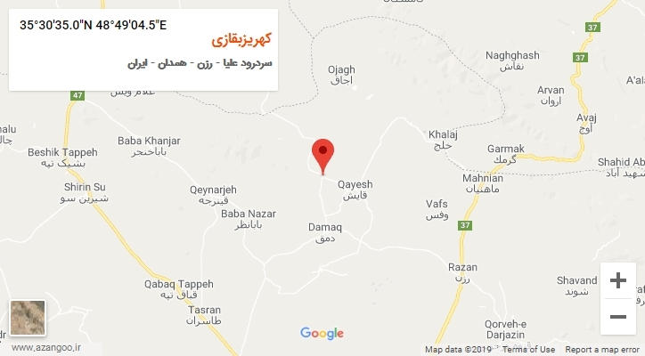 روستای کهریزبقازی بر روی نقشه