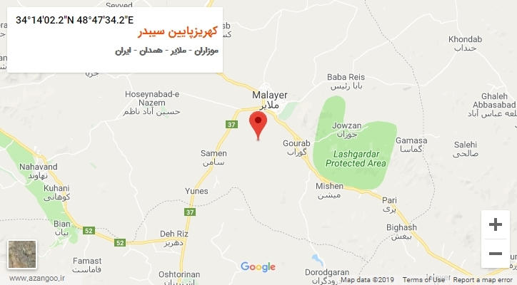 روستای کهریزپایین سیبدر بر روی نقشه