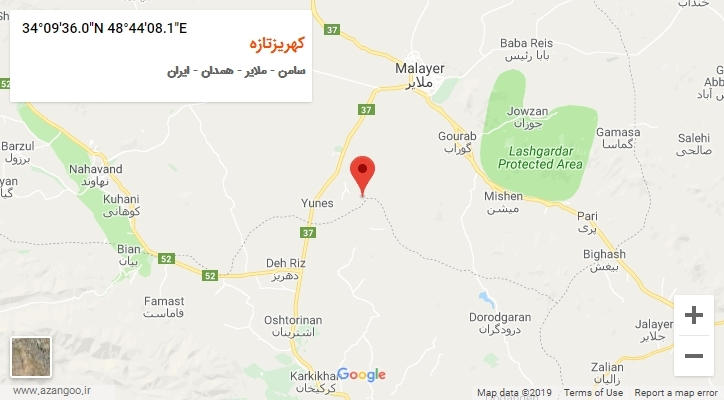 روستای کهریزتازه بر روی نقشه