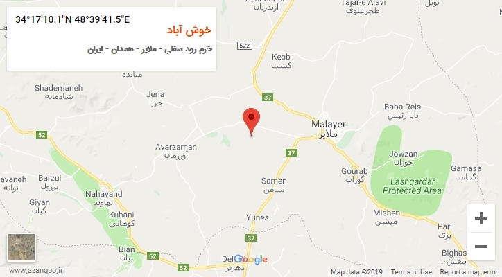 روستای خوش آباد بر روی نقشه