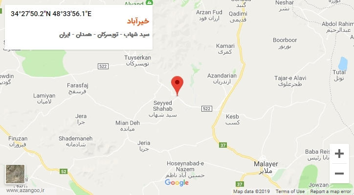 روستای خیرآباد بر روی نقشه