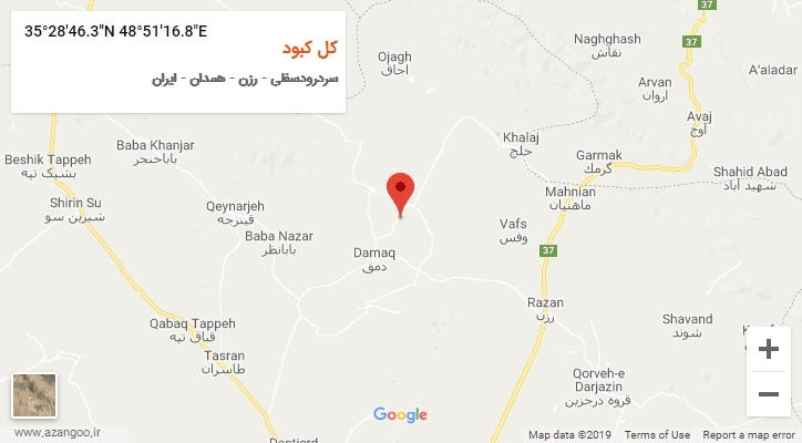 روستای کل کبود بر روی نقشه