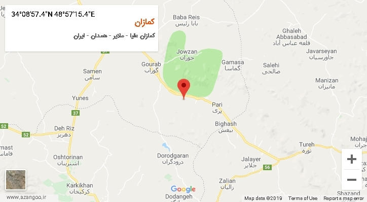 روستای کمازان بر روی نقشه