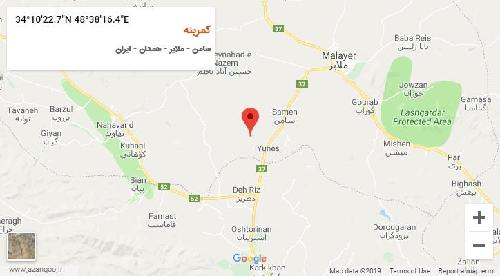 روستای کمربنه بر روی نقشه