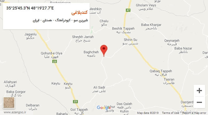 روستای کندبلاغی بر روی نقشه