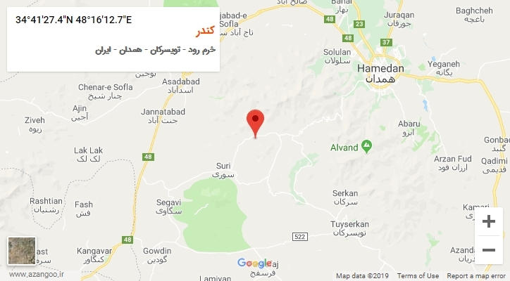 روستای کندر بر روی نقشه