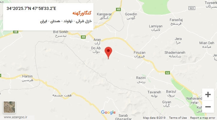 روستای کنگاورکهنه بر روی نقشه