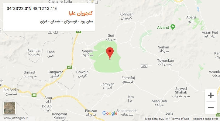 روستای کنجوران علیا بر روی نقشه