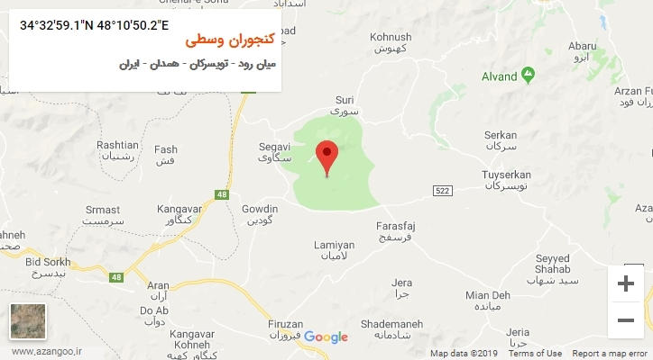 روستای کنجوران وسطی بر روی نقشه