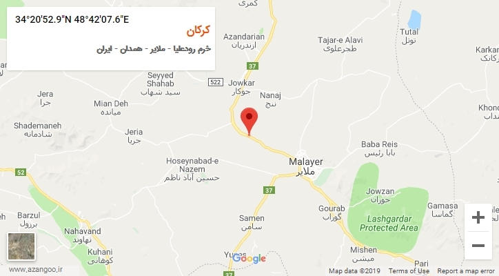 روستای کرکان بر روی نقشه