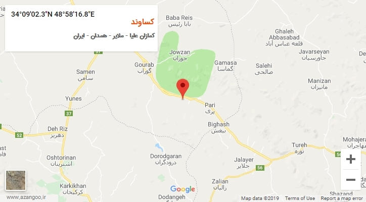 روستای کساوند بر روی نقشه