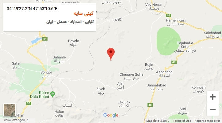روستای کینی سایه بر روی نقشه